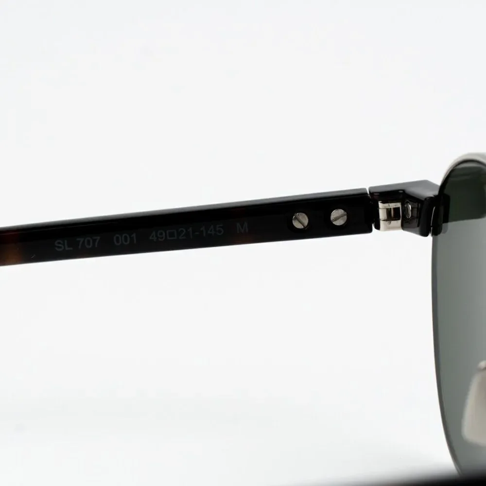 NEW Saint Laurent SL707 001 Silver Havana Grey Oval Unisex Sunglasses